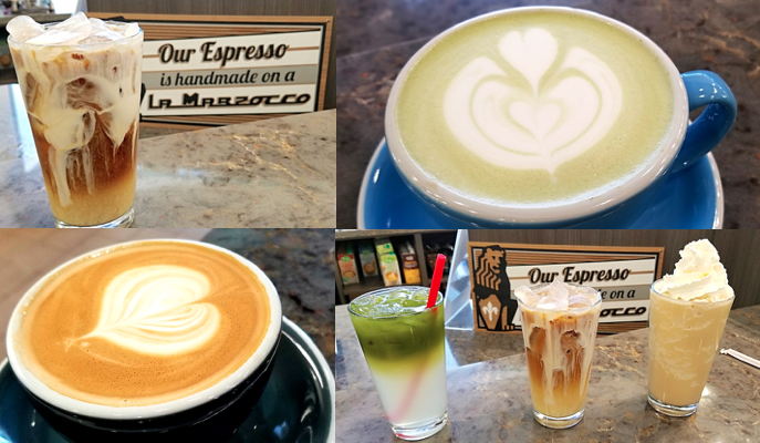 Vietnamese Iced Coffee, Matcha Latte, Latte, Lavender Matcha Lemonade, Vietnamese Ice Coffee and Cold Brew Malt