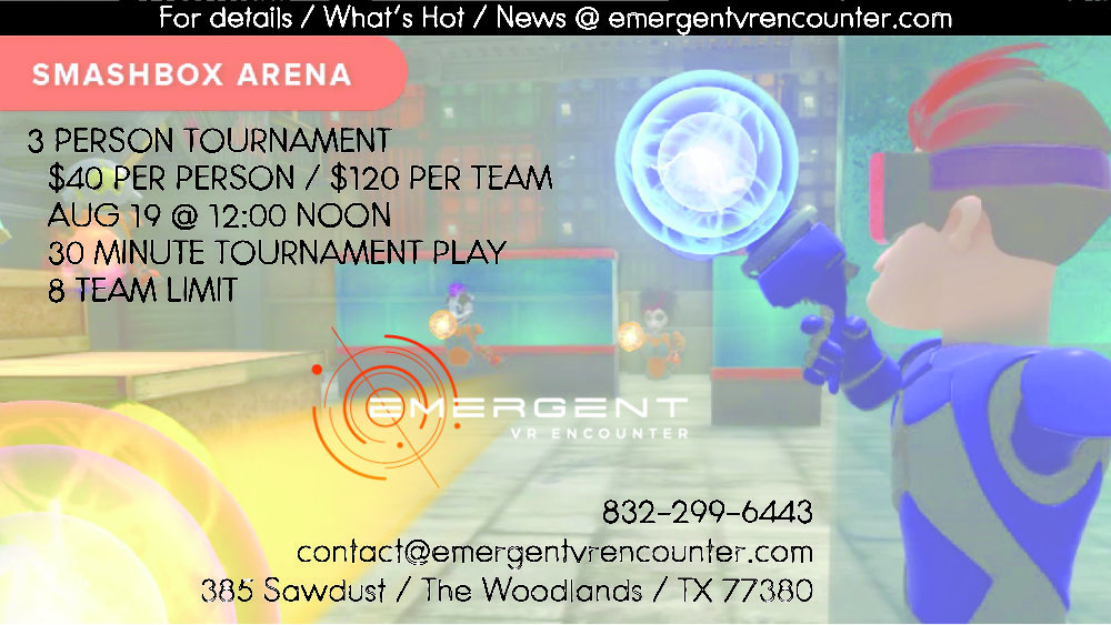 smashbox tournament emergent vr encounter the woodlands august 2018