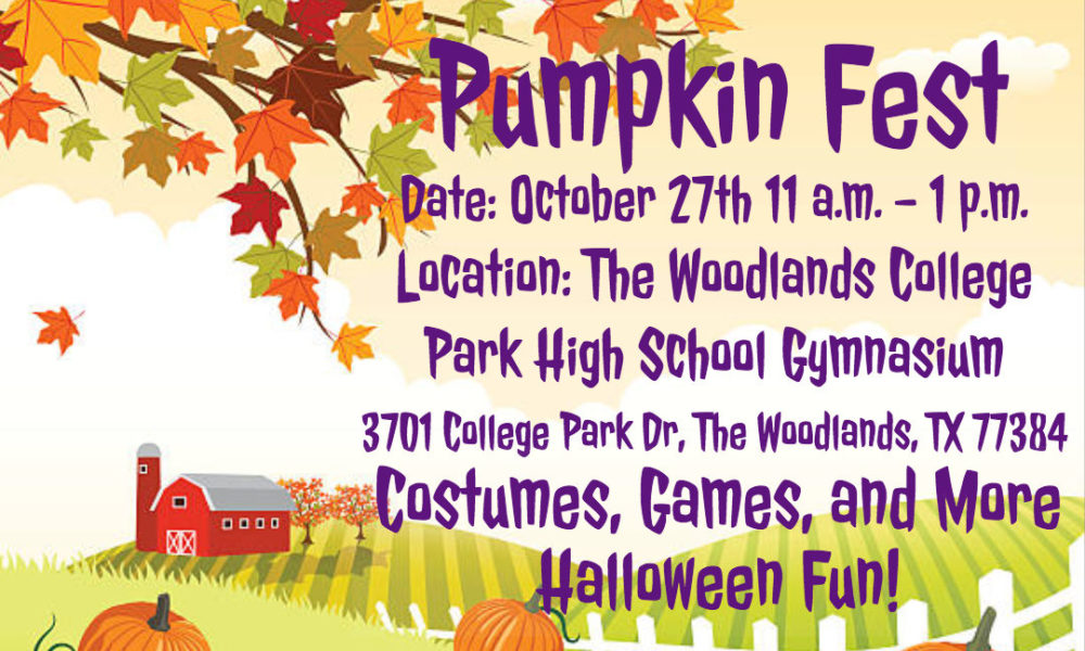 Pumpkin Fest is a FREE Halloween event open to the community on Saturday, October 27 from 11 am to 1 pm at The Woodlands College Park High School Gymnasium. Hosted by Local Interact Clubs, the event will have a costume contest, games, and other fun Halloween activities planned for families and children of all ages.