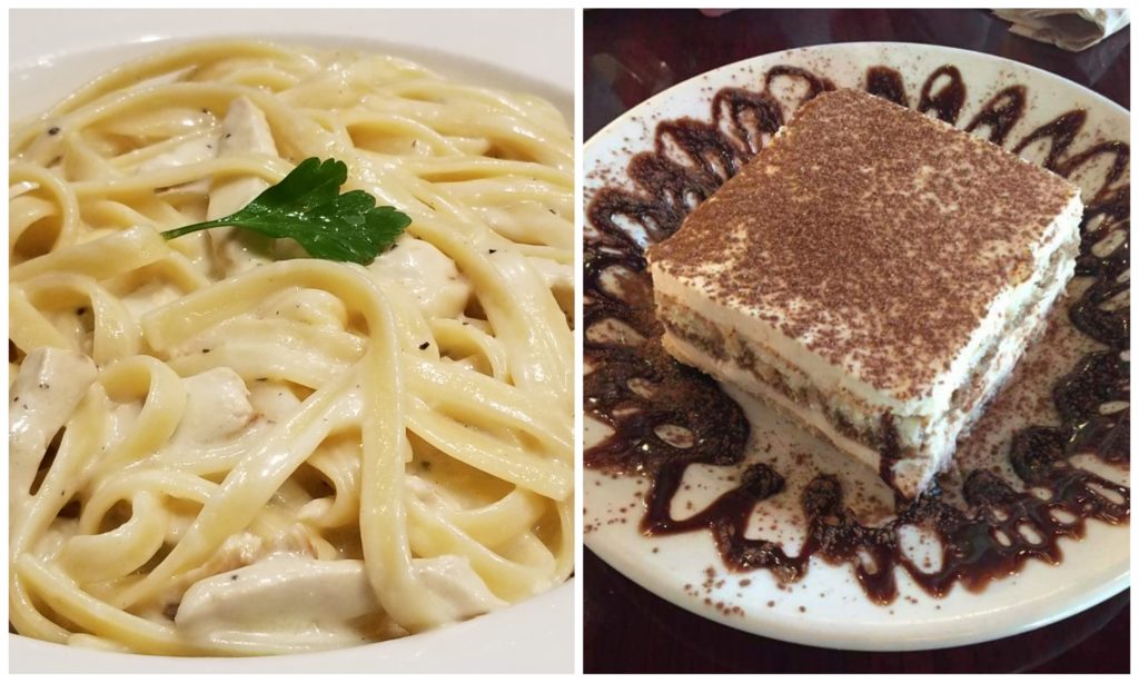 Fettuccine Alfredo & Tiramisu. Photo by Nick Rama.